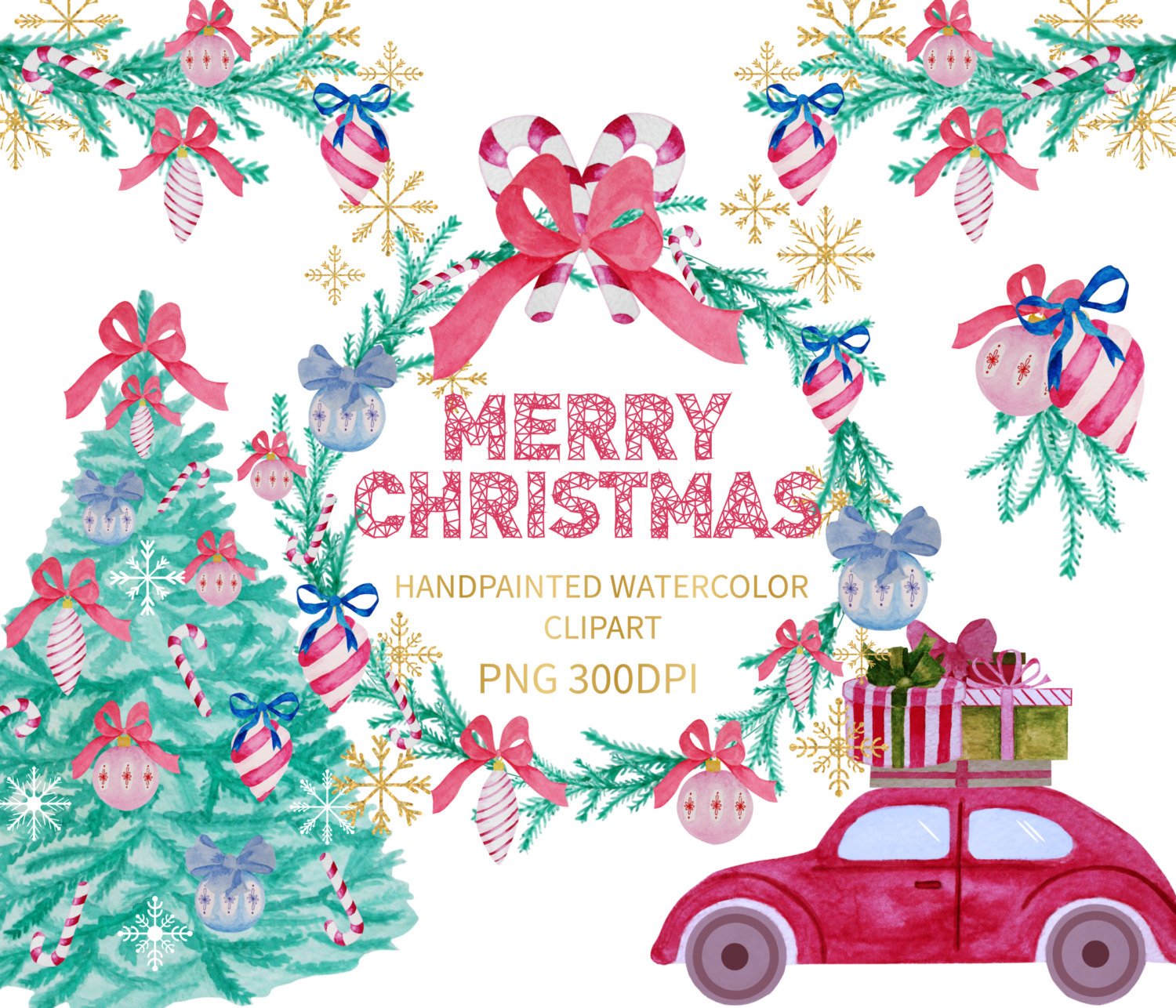 1500x1286 Christmas Watercolor Clipart Watercolor Clipart Xmas Etsy