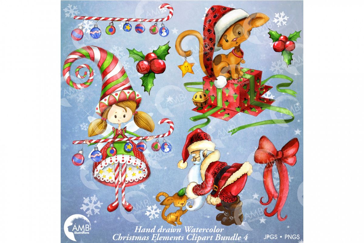 1200x800 Christmas Watercolor Handrawn Clipart Bundle 2 Amb 1474