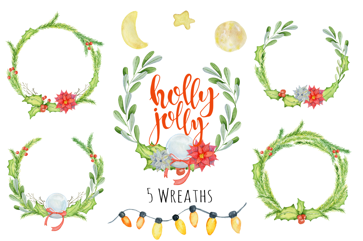 1160x772 Christmas Floral Watercolor Clipart Holly Jolly By Evgeniiasart