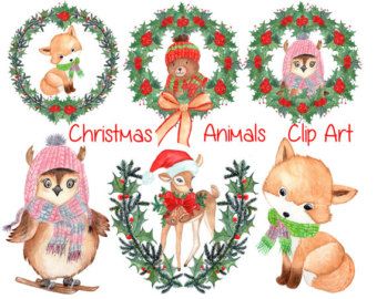 340x270 Watercolor Christmas Clipart Watercolor Animals Christmas