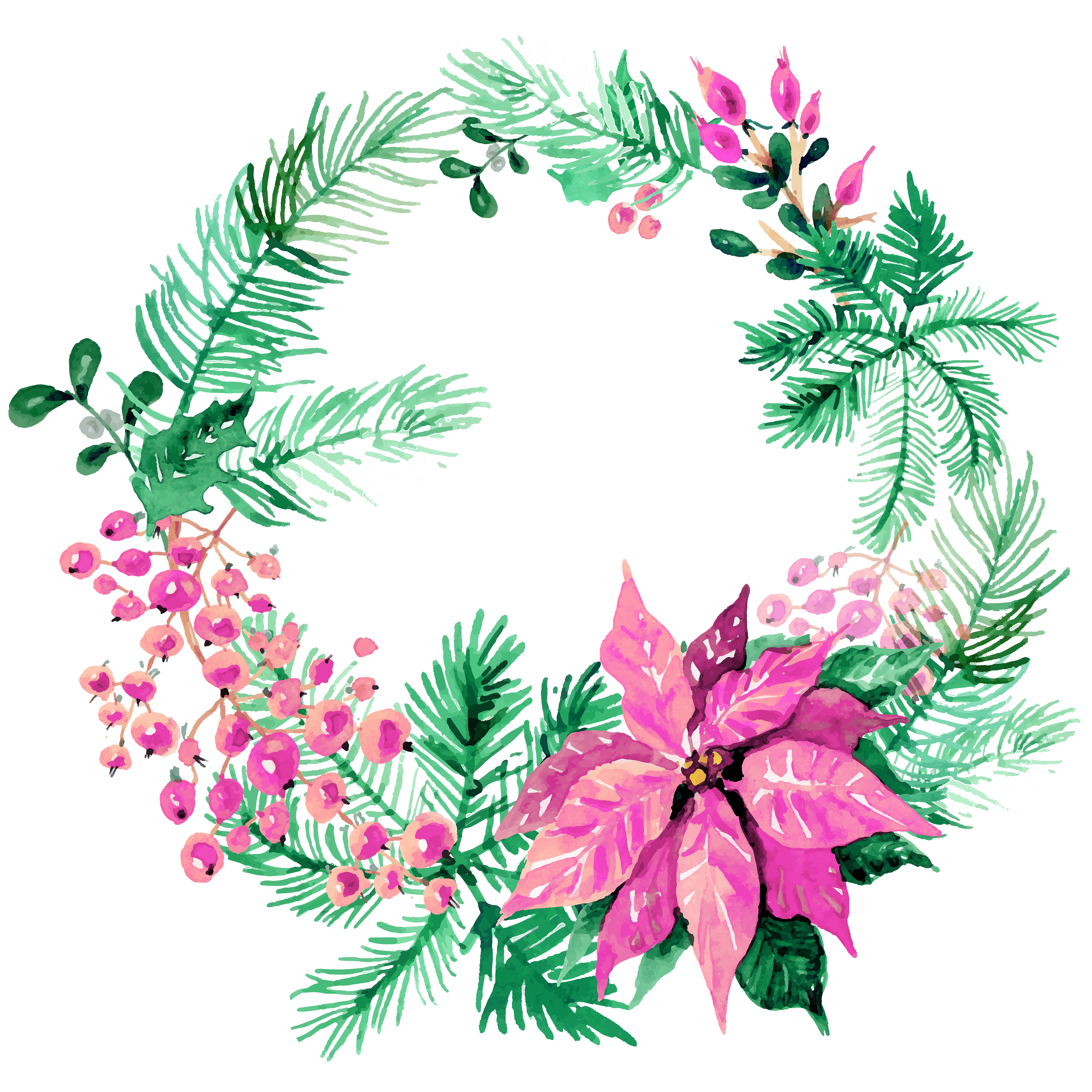 3600x3600 Free Christmas Watercolor Wreaths!