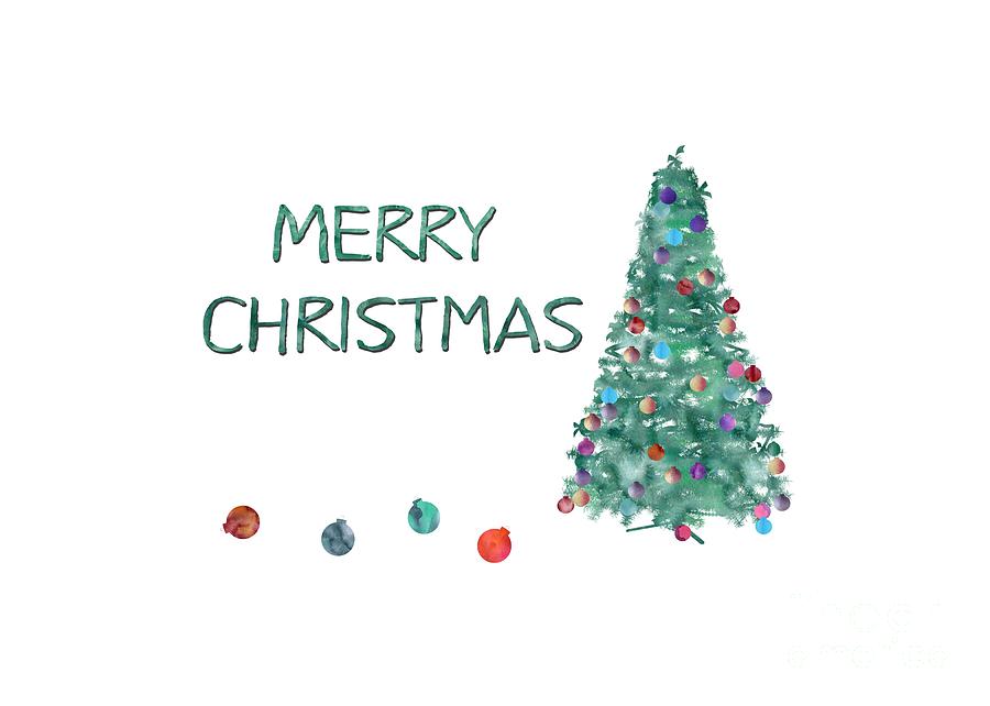 900x642 Merry Christmas Watercolor Tree Digital Art By Terry Weaver