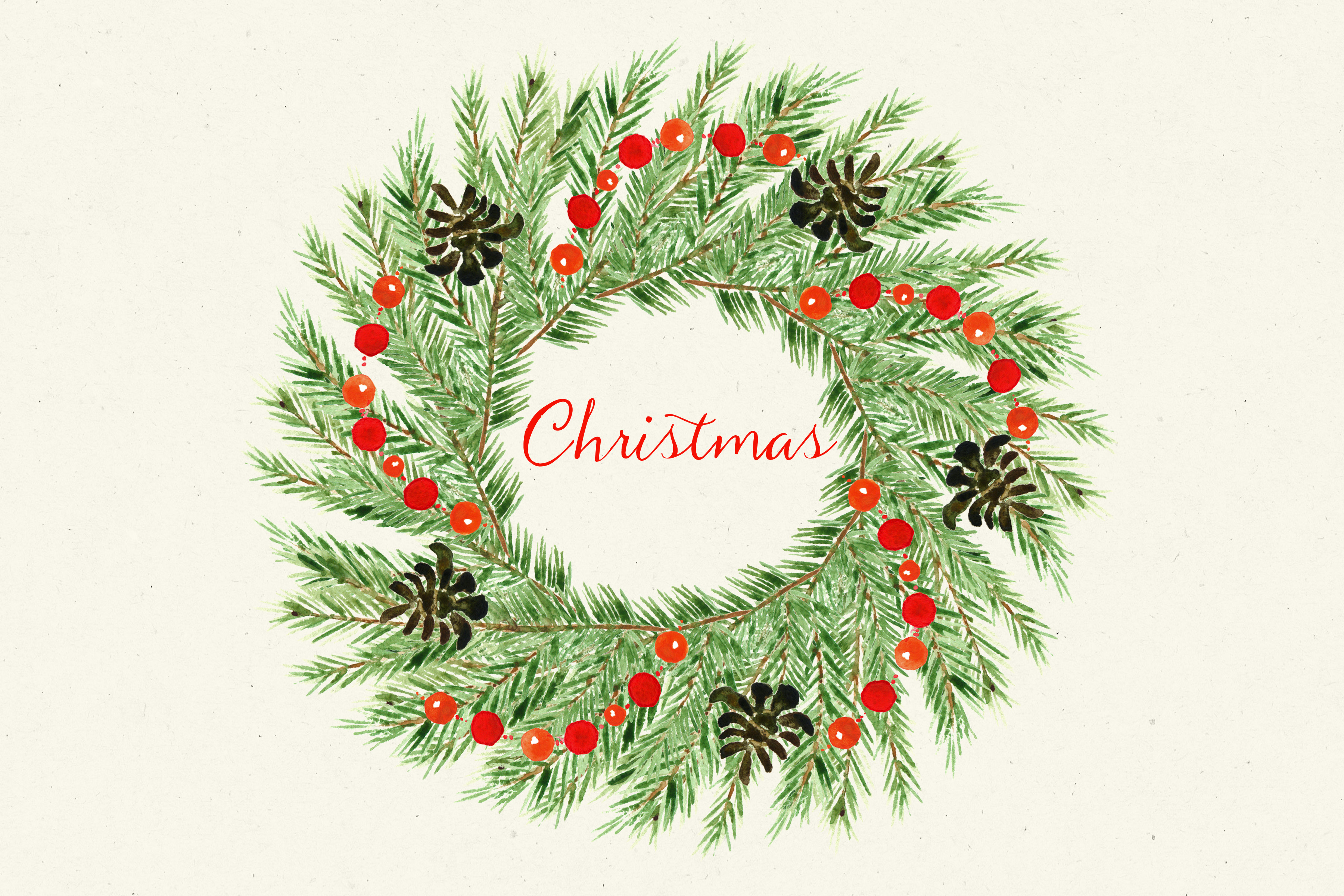 3600x2400 Winter Christmas Watercolor Clipart