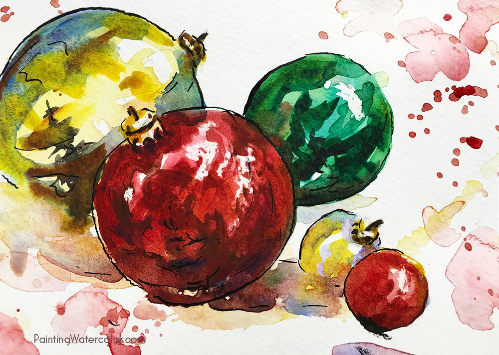 Christmas Watercolor Paintings