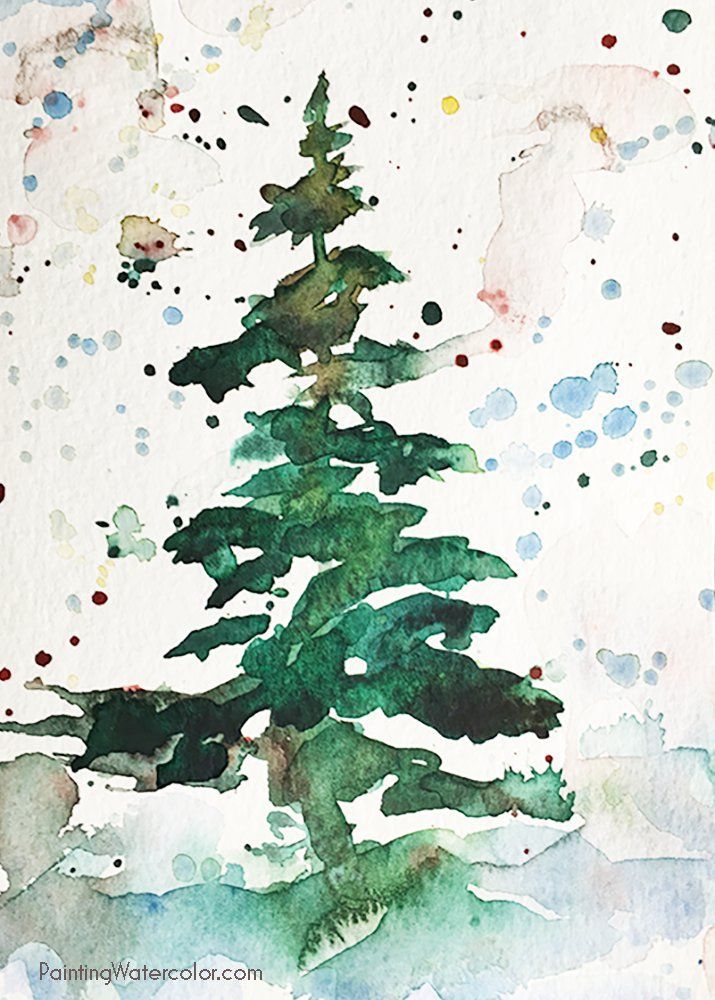 715x1000 Christmas Card Tree Watercolor Painting Tutorial Art Ideas For