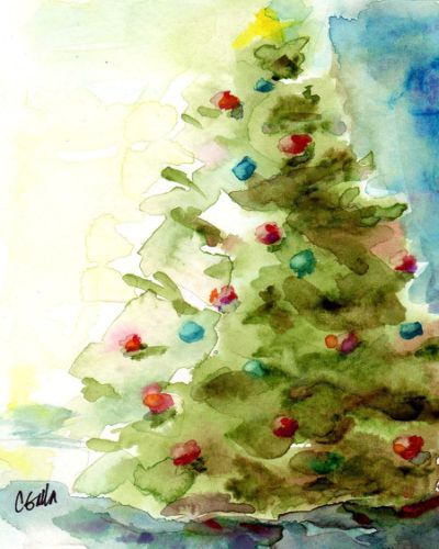 400x500 Christmas Watercolors Paintings