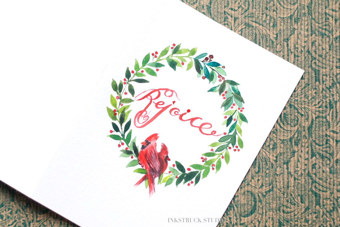 1100x737 Diy Watercolor Christmas Wreath Card