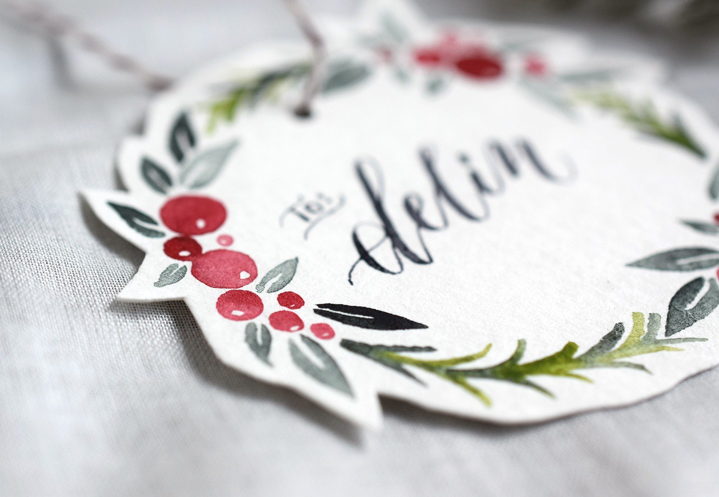 1440x995 Watercolor Holiday Wreath Tutorial + Free Printable The