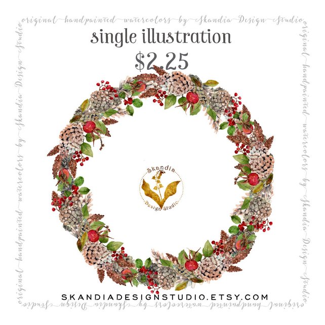 642x642 Watercolor Clipart Christmas Wreath Clipart Watercolor Etsy