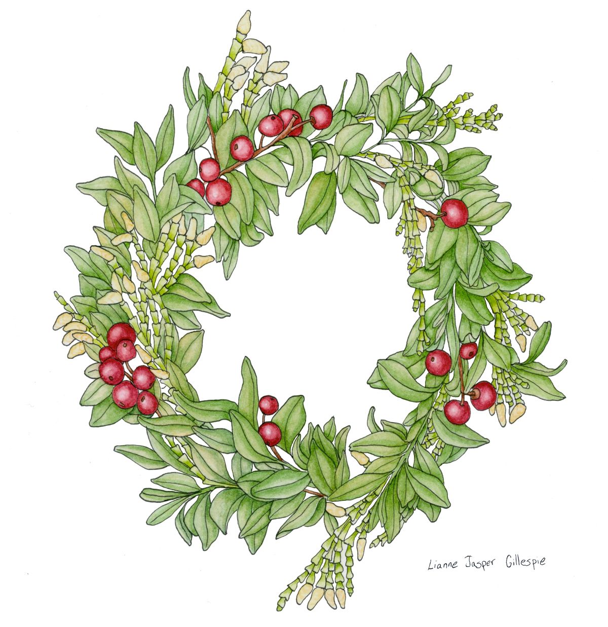 1200x1237 Christmas Wreath In Watercolor And Ink Wreaths