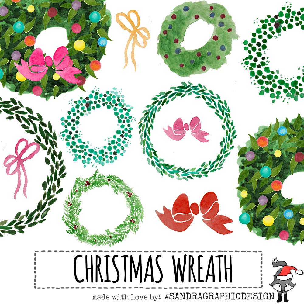 1000x1000 Christmas Clip Art Hand Painted Watercolor