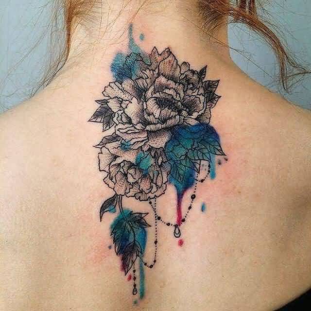 640x640 Watercolor Chrysanthemum Tattoo On Girl Upper Back