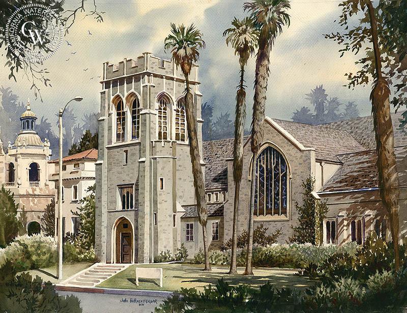 800x615 All Saints Church In Pasadena, Ca, Watercolor Art By John