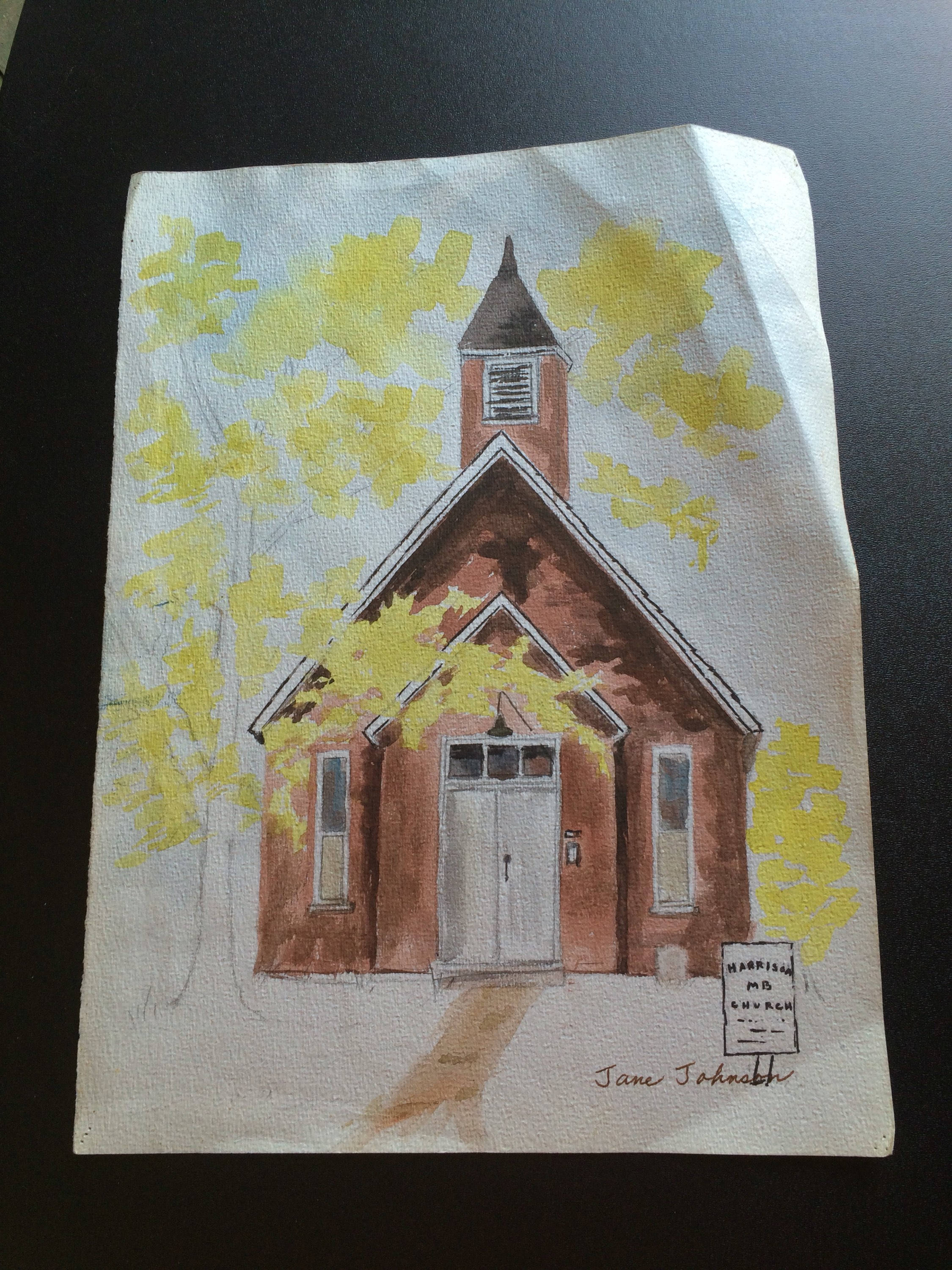 2250x3000 Vintage Watercolor Painting Of Country Church On Sepia Paper