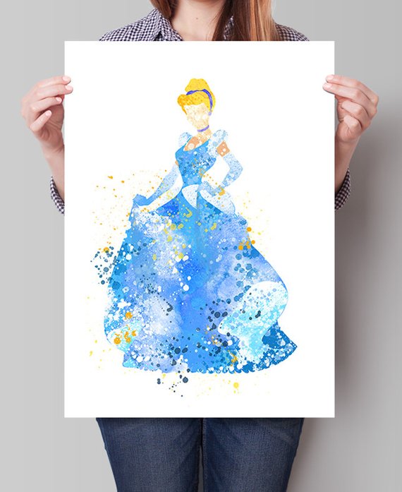 570x697 Cinderella Disney Print Princess Watercolor Cinderella Etsy