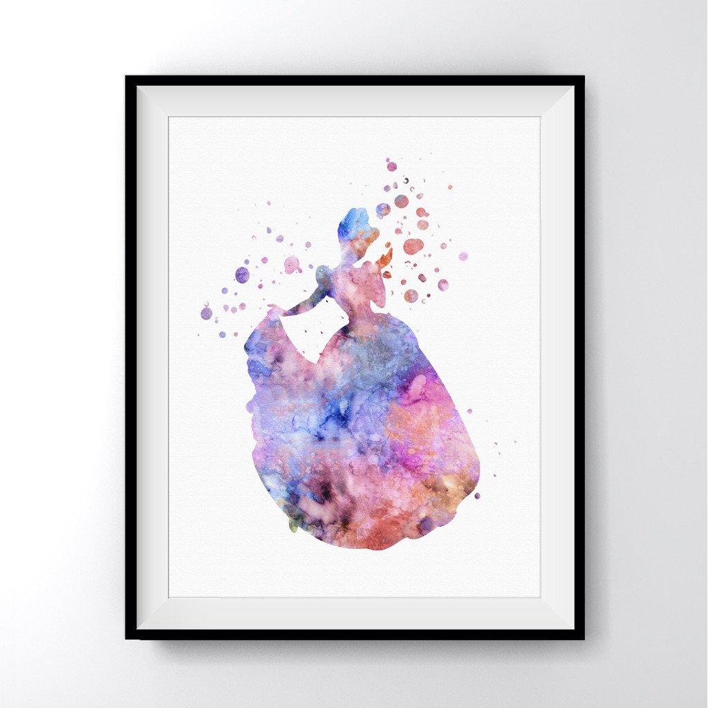 1024x1024 Cinderella Watercolor Art Print Poster