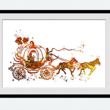 354x354 Cinderella Carriage Watercolor Poster From Colorfulprint On Etsy