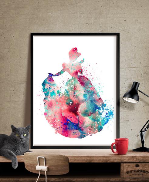 491x600 Cinderella Art Print, Princess Watercolor Of Disney, Watercolor