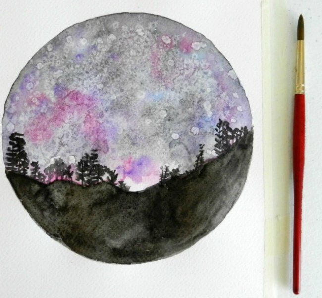 650x601 How To Paint A Night Sky In Watercolor Two Tutorials