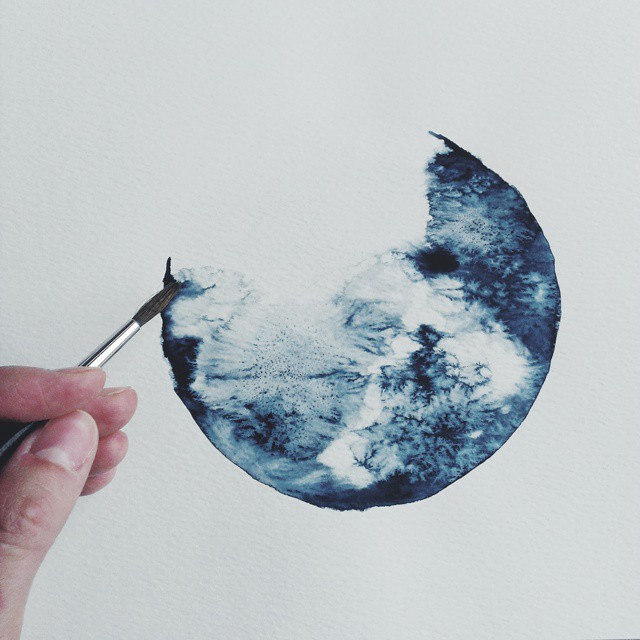 640x640 Monochromatic Watercolor Paintings Exquisitely Depict Cratered