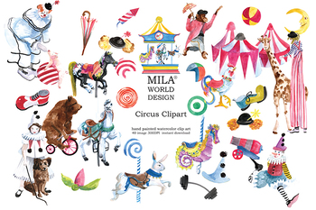 350x233 Watercolor Circus Clipart By Milaworlddesign Teachers Pay Teachers