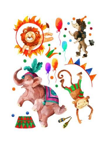 366x488 Watercolor Circus Posters By Tanycya