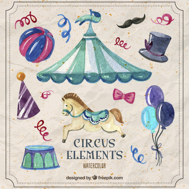 626x626 Watercolor Beautiful Circus Elements Stock Images