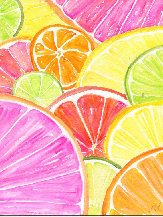 570x760 Citrus Watercolor Painting Original 8 X 10 Tutti Frutti Etsy
