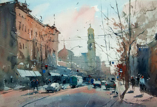 550x375 Watercolor Cityscape By Eugen Chisnicean