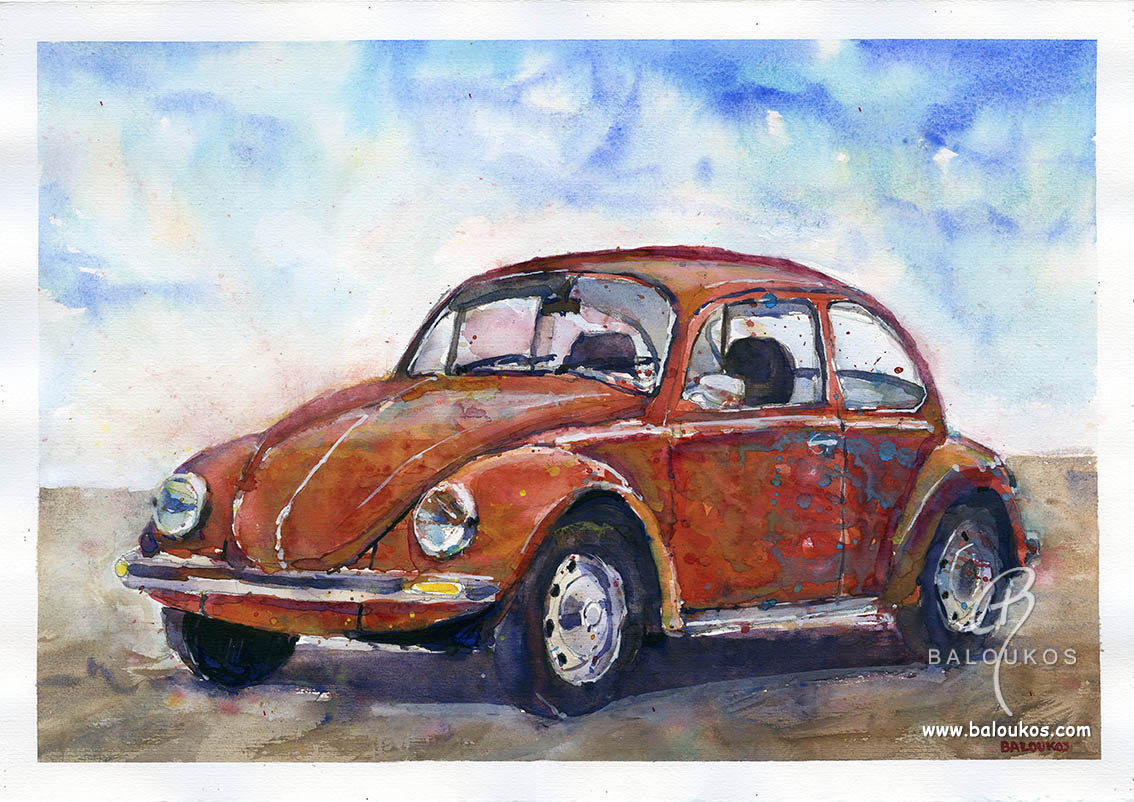 1134x802 Classic Cars Watercolors