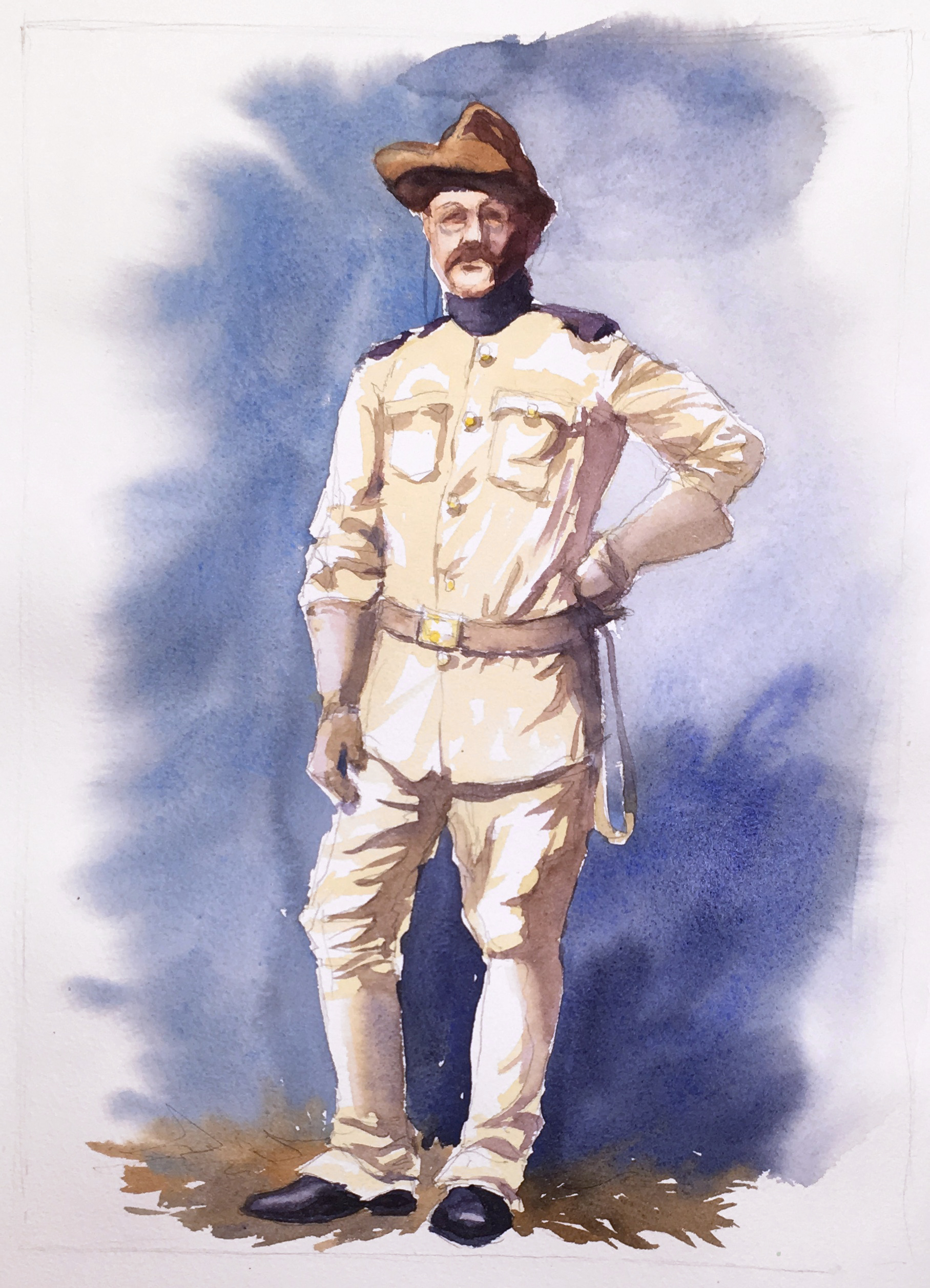1815x2513 Classic Watercolor Figure Painting Featuring Theodore Roosevelt