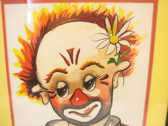 570x428 Original Thayer Clown Watercolor Painting In Frame Etsy