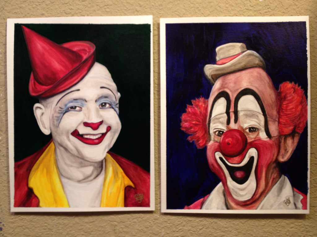 1024x768 Watercolor Clowns