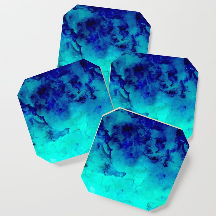 700x700 Mermaid Paradise Blue Ombre Turquoise Watercolor Coaster By