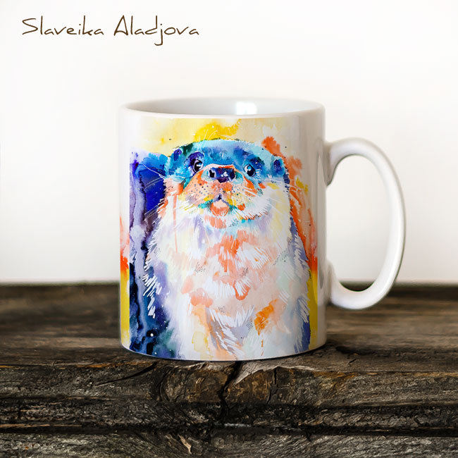 650x650 Otter Watercolor Coffee Mug