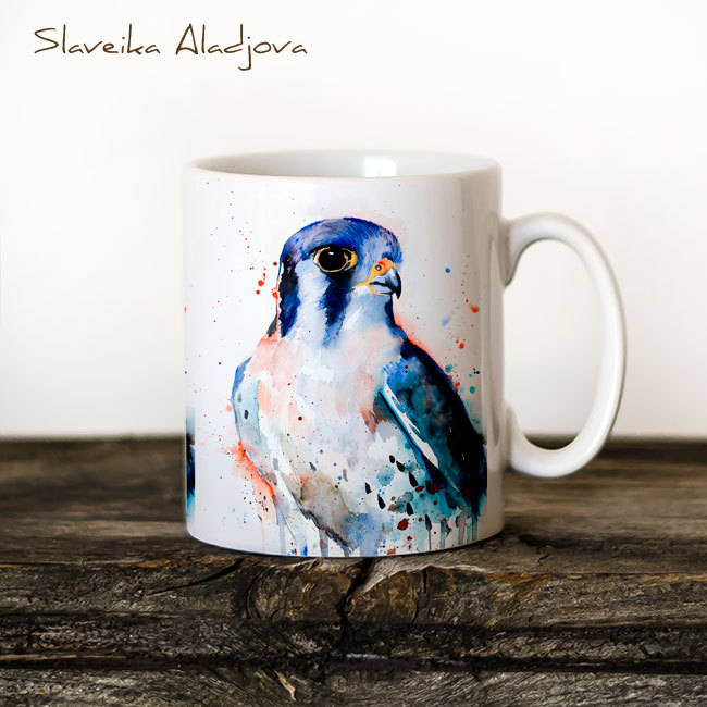 650x650 American Kestrel Watercolor Coffee Mug