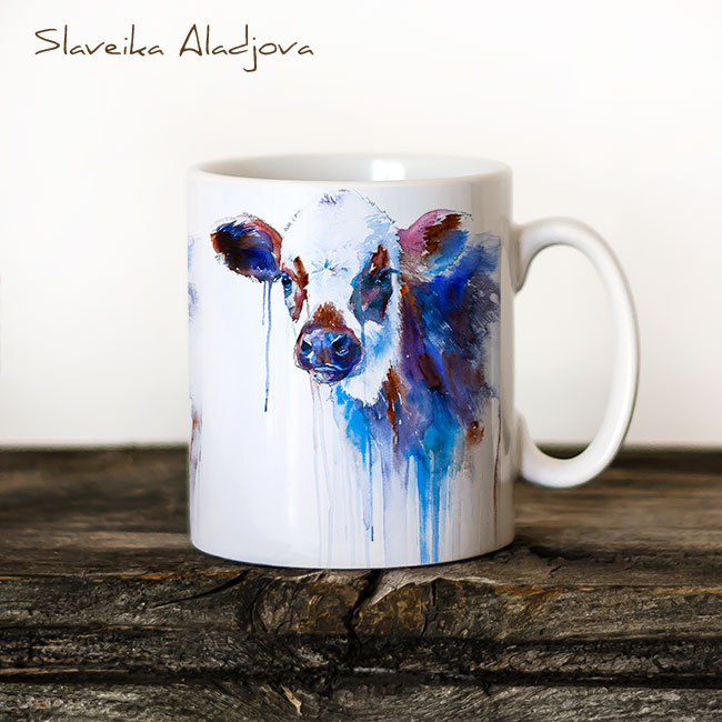 650x650 Cow Watercolor Coffee Mug