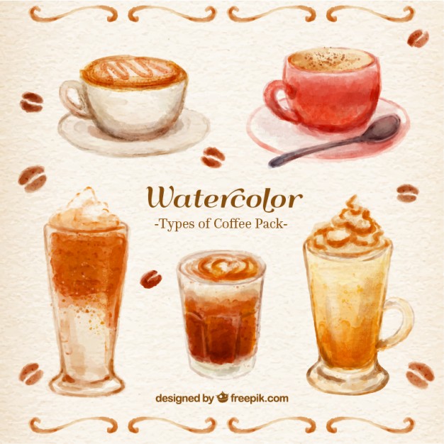 626x626 Watercolor Coffee Pack Vector Premium Download