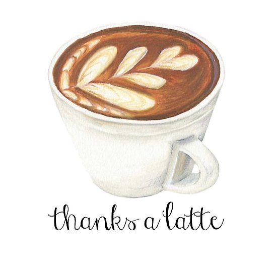 550x550 Thanks A Latte Watercolor Coffee Pun Photographic Prints By Daria