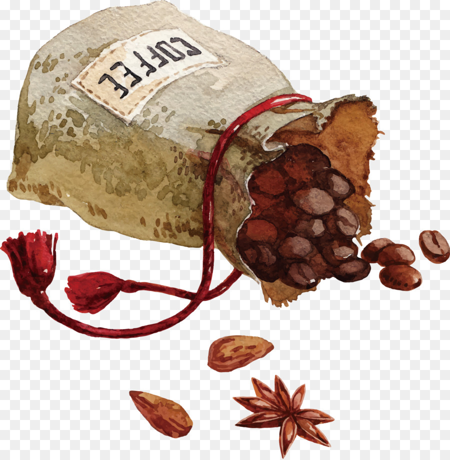 900x920 Coffee Bean Cafe Watercolor Painting