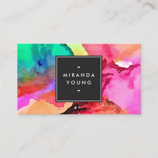 540x540 Bright Colorful Abstract Watercolor Art Business Card