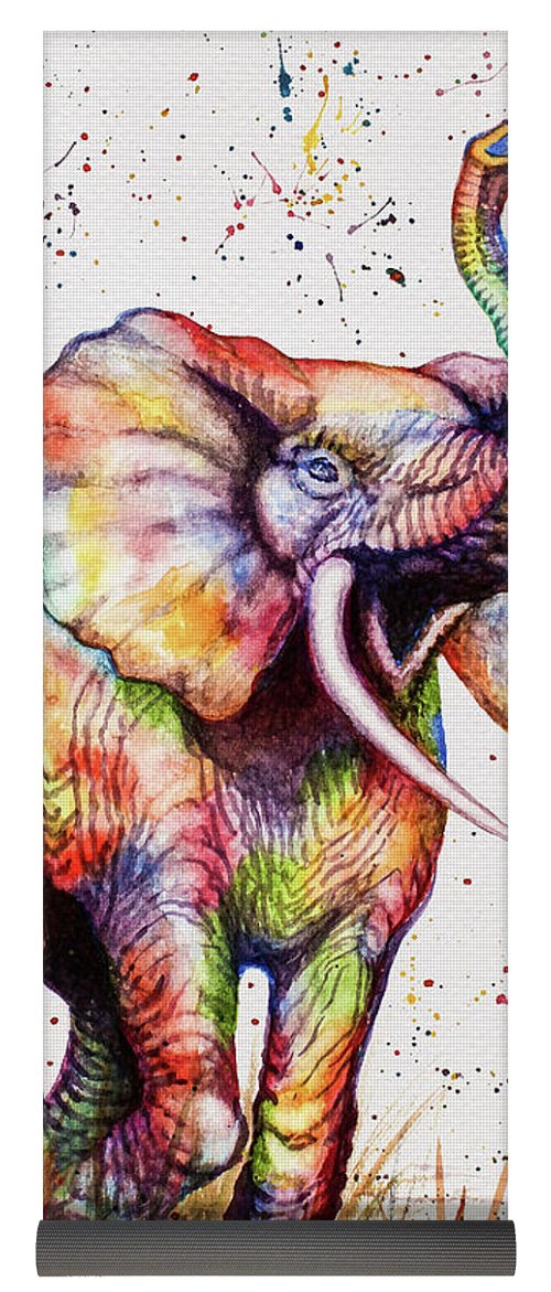 500x1171 Colorful Watercolor Elephant Yoga Mat For Sale By Georgeta Blanaru