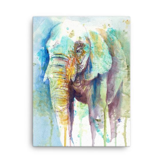 570x570 Elephant Colorful Watercolor Painting Canvas Print