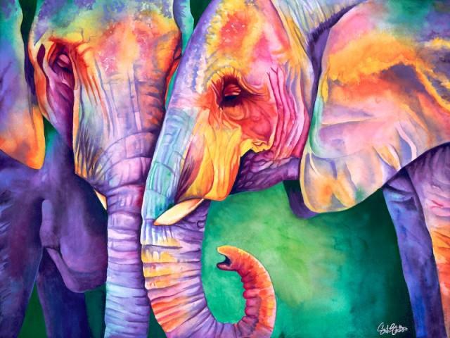640x480 All Ears Signed Print From Original Watercolor Elephant Painting