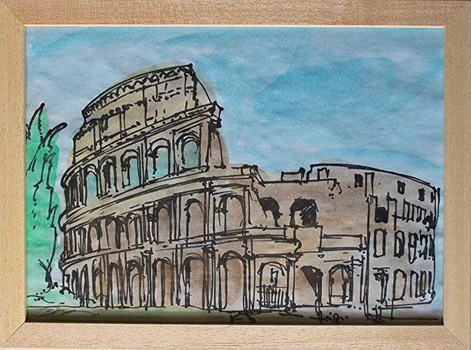 673x500 Colosseum Of Rome Painted In Watercolor,and Black Marker On Paper