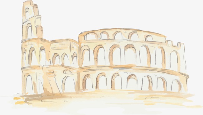 650x368 Watercolor Painted Colosseum, Watercolor Vector, Watercolor, Hand
