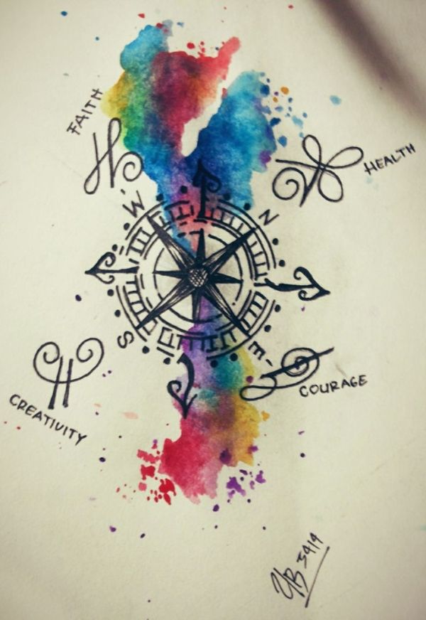 600x872 Image Result For Compass Watercolor Tattoo Misc Loveables