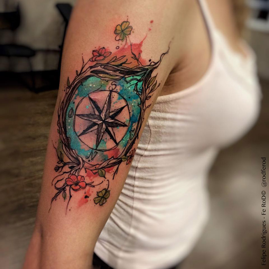920x920 Watercolor Compass Best Tattoo Design Ideas