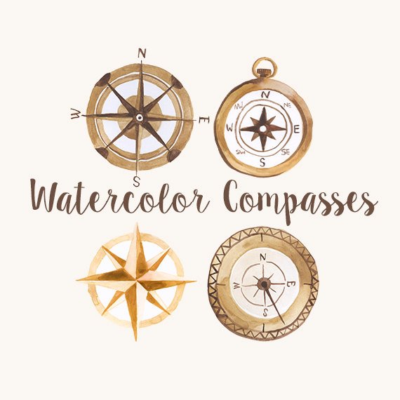 570x570 Watercolor Compasses Compass Clip Art Explorer Clipart