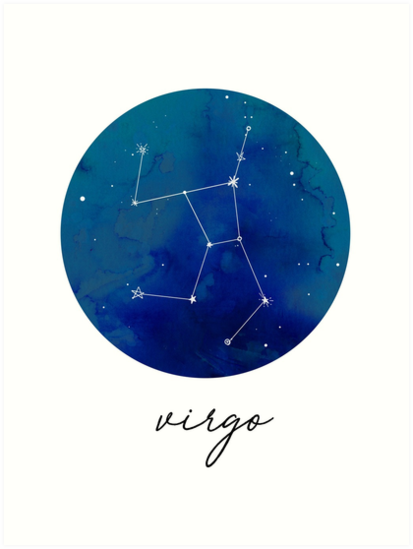 413x549 Virgo Watercolor Zodiac Constellation Art Prints By Aterkaderk